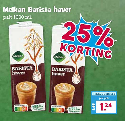 Melkan Barista haver pak 1000 ml. 25% KORTING