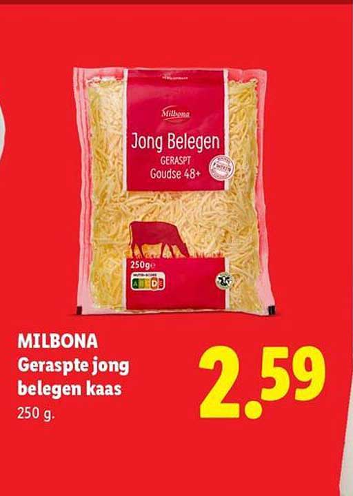 MILBONA Geraspte jong belegen kaas 250 g.