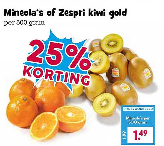 Mineola's of Zespri Kiwi gold per 500 gram 25% KORTING