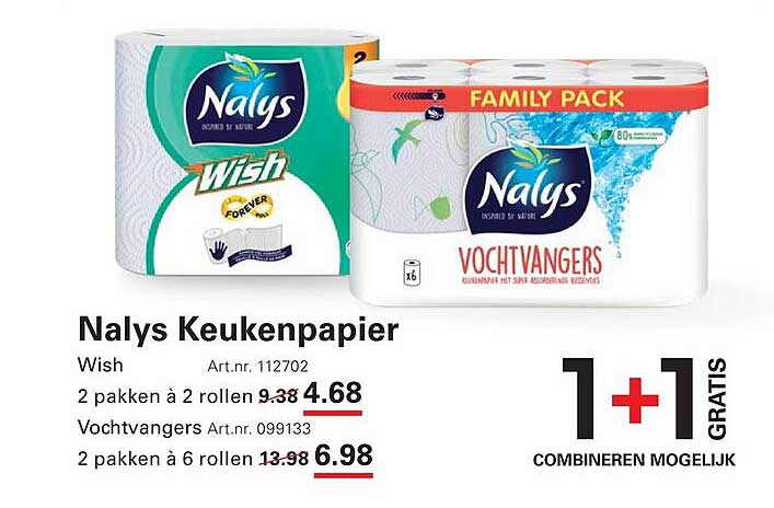 Naly’s Keukenpapier 1+1 gratis COMBINEREN MOGELIJK