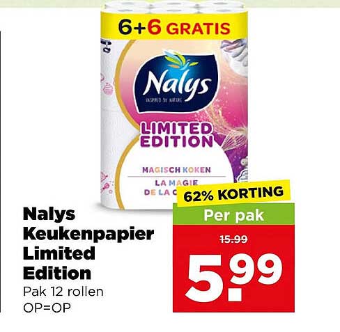 Nalys Keukenpapier Limited Edition 6+6 GRATIS 62% KORTING