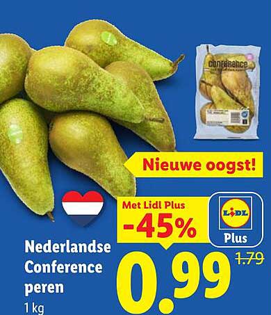 Nederlandse Conference peren Nieuwe oogst! Met Lidl Plus -45%
