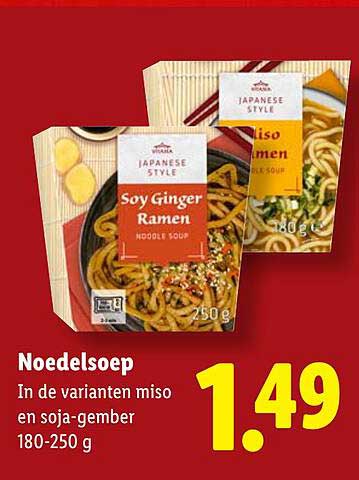 Noedelsoep In de varianten miso en soja-gember 180-250 g