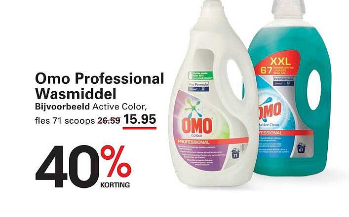 Omo Professional Wasmiddel Bijvoorbeeld Active Color, fles 71 scoops 40% korting