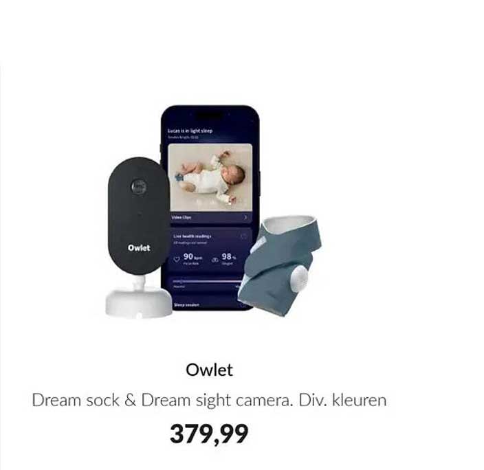 Owlet Dream sock & Dream sight camera. Div. kleuren