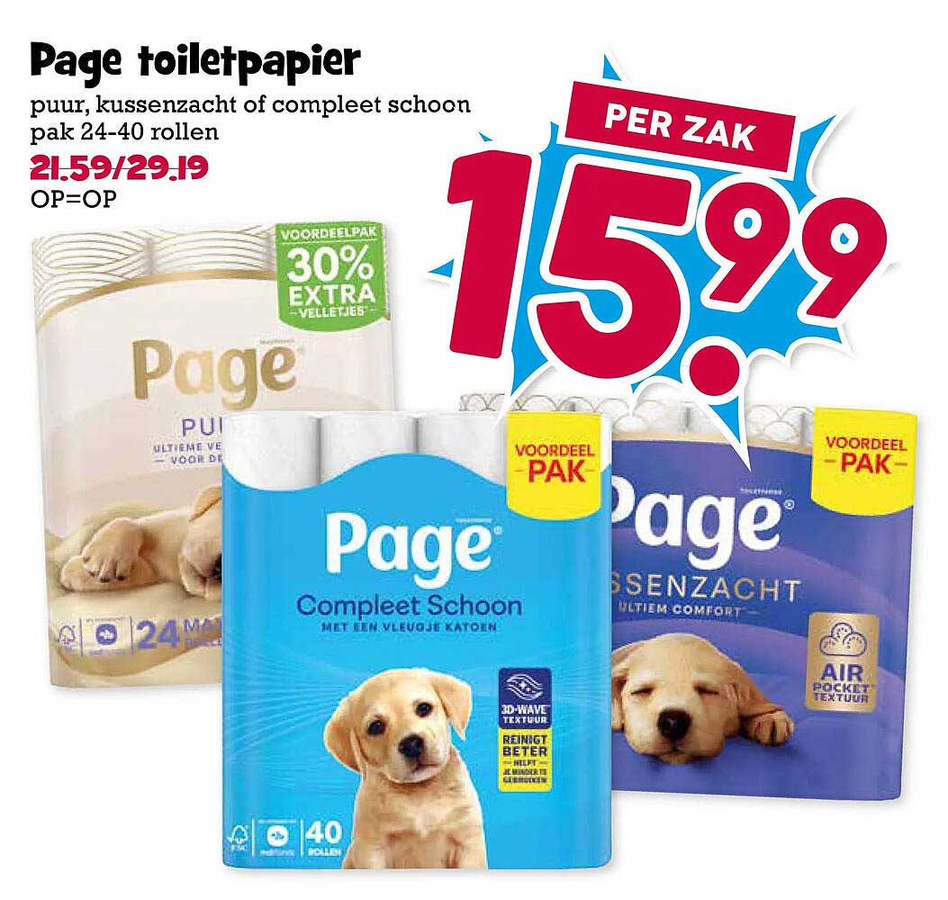 Page toiletpapier per zak