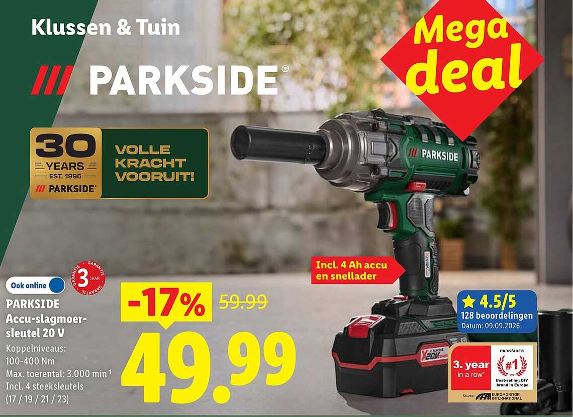 PARKSIDE Accu-slagmoersleutel 20 V