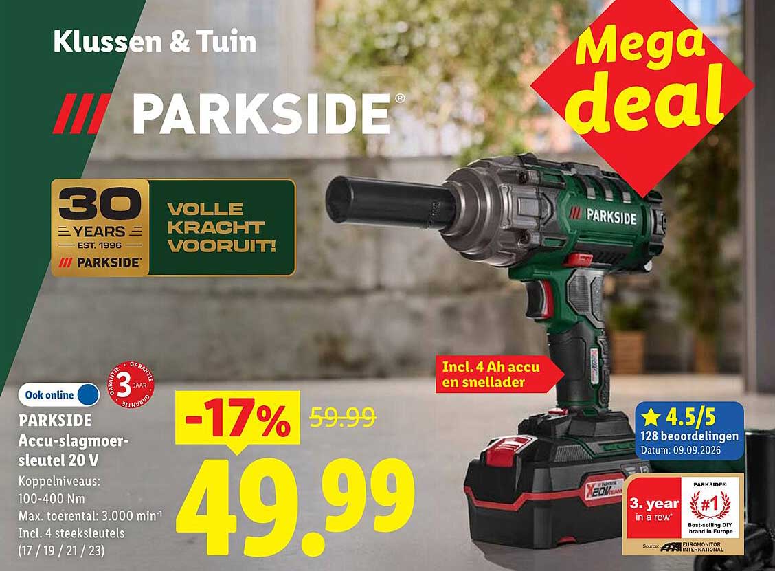 PARKSIDE Accu-slagmoersleutel 20 V Mega deal