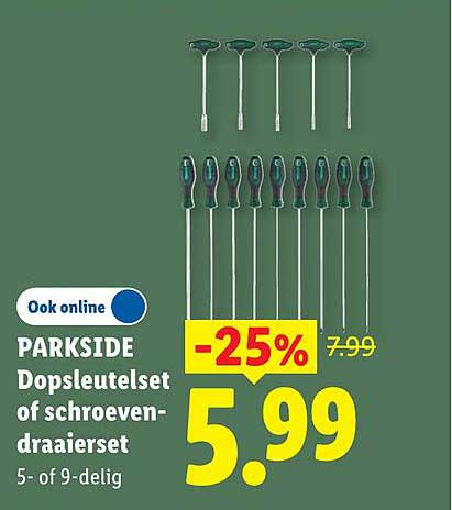 PARKSIDE Dopsetset of schroevendraaierset 5- of 9-delig -25%