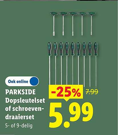 PARKSIDE Dopsleutelset of schroevendraaierset 5- of 9-delig -25%