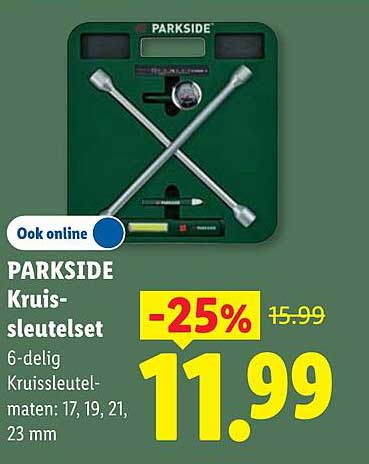 PARKSIDE Kruis-sleutelset 6-delig Kruissleutel maten: 17, 19, 21, 23 mm -25%