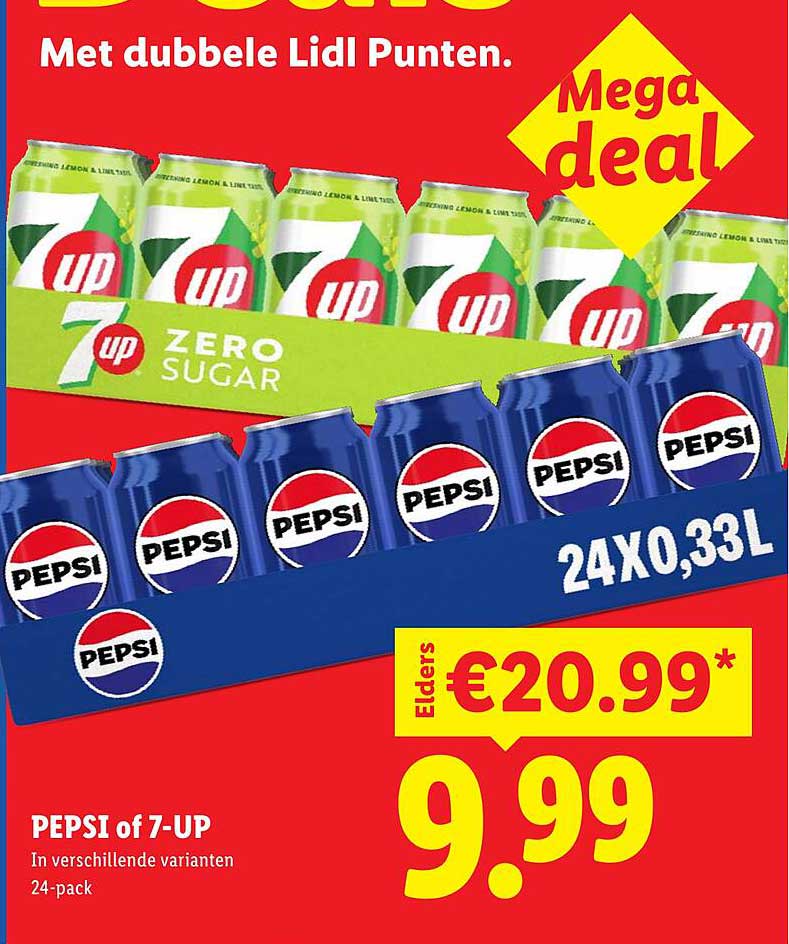 PEPSI of 7-UP In verschillende varianten 24-pack