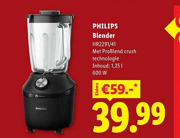 PHILIPS Blender HR2291/41 Met ProBlend crush technologie Inhoud: 1,25 l 600 W