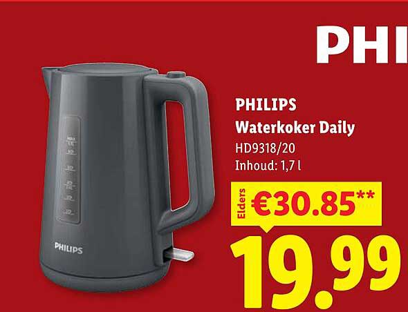 PHILIPS Waterkoker Daily HD9318/20 Inhoud: 1,7 l