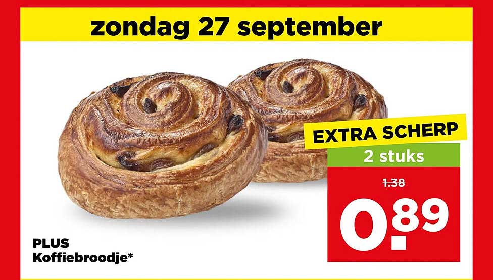PLUS Koffiebroodje* EXTRA SCHERP 2 stuks