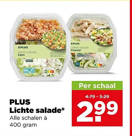 PLUS Lichte salade* Alle schalen à 400 gram Per schaal