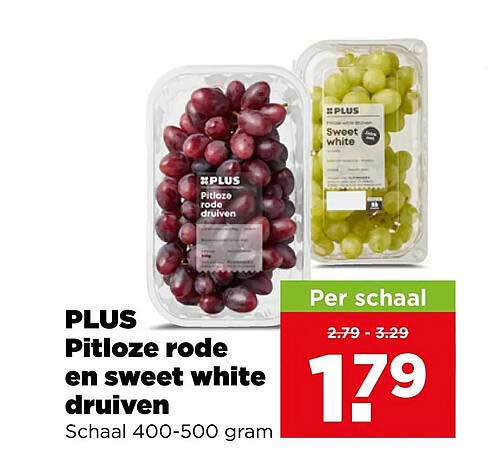 PLUS Pitloze rode en sweet white druiven Per schaal