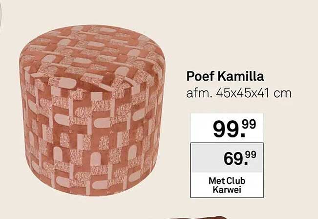 Poef Kamilla afm. 45x45x41 cm