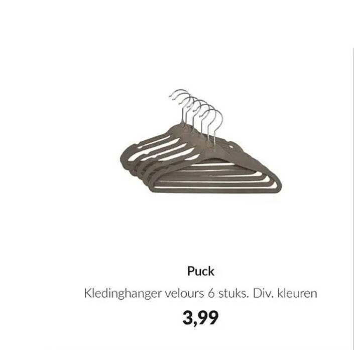 Puck Kledinghanger velours 6 stuks. Div. kleuren