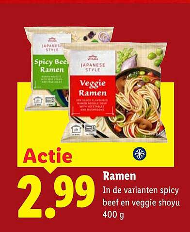 Ramen In de varianten spicy beef en veggie shoyu 400 g