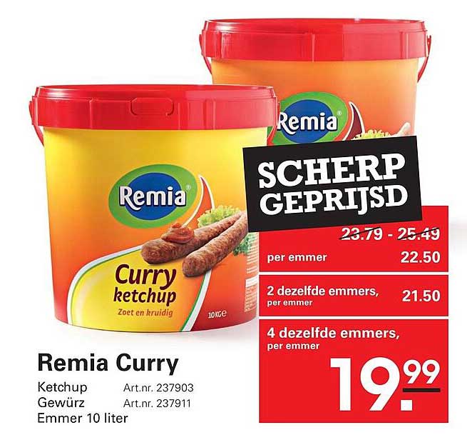 Remia Curry Ketchup Gewürz Emmer 10 liter SCHERP GEPRIJSD