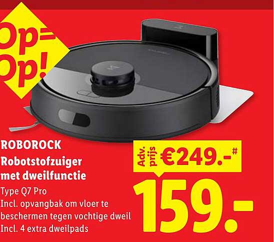 ROBOROCK Robotstofzuiger met dweilfunctie Type Q7 Pro Incl. opvangbak om vloer te beschermen tegen vochtige dweil Incl. 4 extra dweilpads