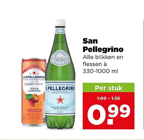 San Pellegrino Alle blikken en flessen 330-1000 ml Per stuk