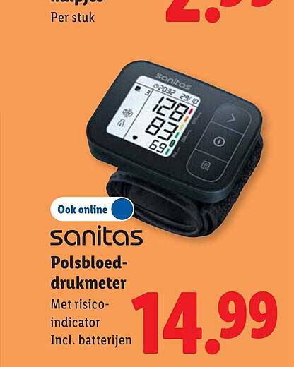 sanitas Pols-bloeddrukmeter Met risico-indicator Incl. batterijen