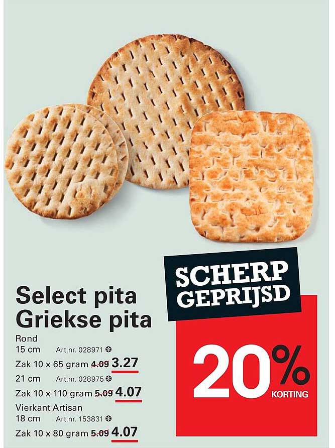 Select pita Griekse pita 20% korting