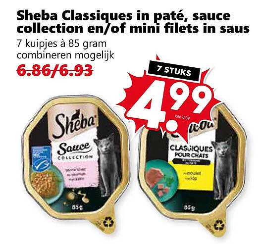 Sheba Classiques in paté, sauce collection en/of mini filets in saus