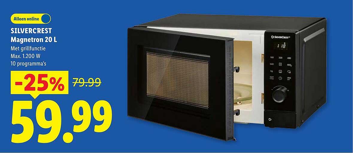 SILVERCREST Magnetron 20 L Met grillfunctie Max. 1200 W 10 programma's -25%