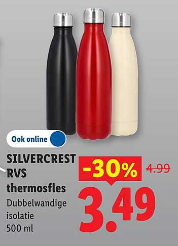 SILVERCREST RVS thermosfles Dubbelwandige isolatie 500 ml -30%