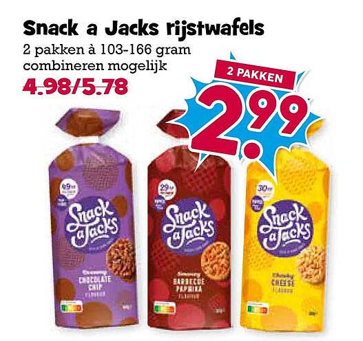 Snack a Jacks rijstwafels 2 pakken à 103-166 gram combineren mogelijk 2 PAKKEN