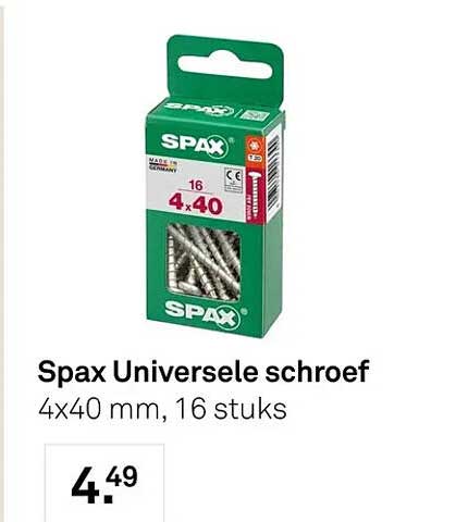 Spax Universele schroef 4x40 mm, 16 stuks