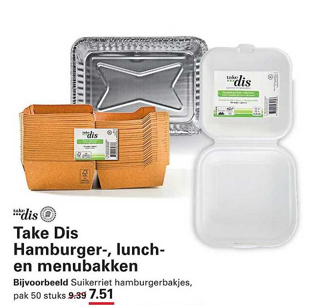 Take Dis Hamburger-, lunch- en menubakken