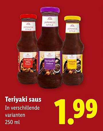 Teriyaki saus In verschillende varianten 250 ml