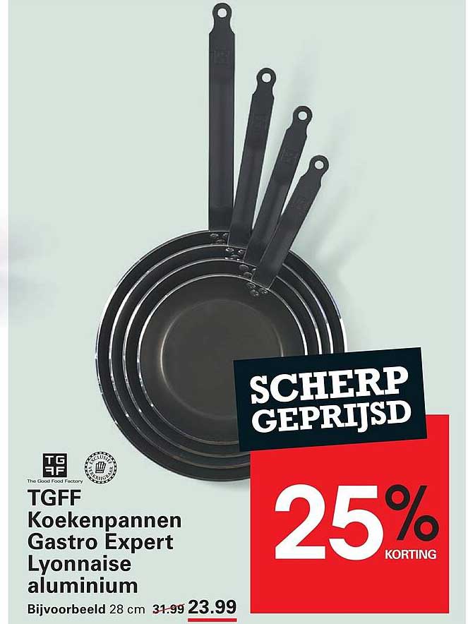 TGFF Koekenpannen Gastro Expert Lyonnaise aluminium 25% korting