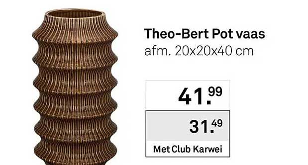 Theo-Bert Pot vaas afm. 20x20x40 cm