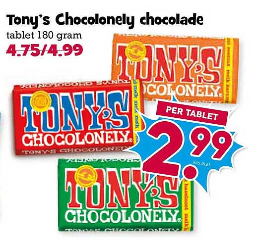 Tony’s Chocolonely chocolade tablet 180 gram