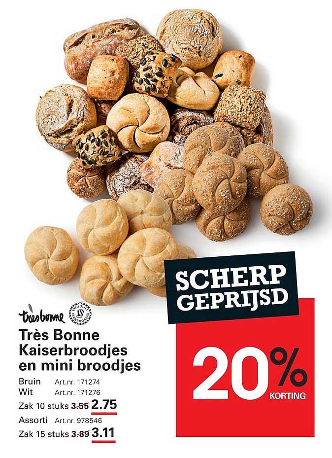 Très Bonne Kaiserbroodjes en mini broodjes 20% korting