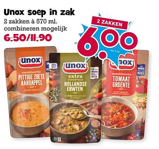 Unox soep in zak 2 zakken à 570 ml, combineren mogelijk 2 ZAKKEN