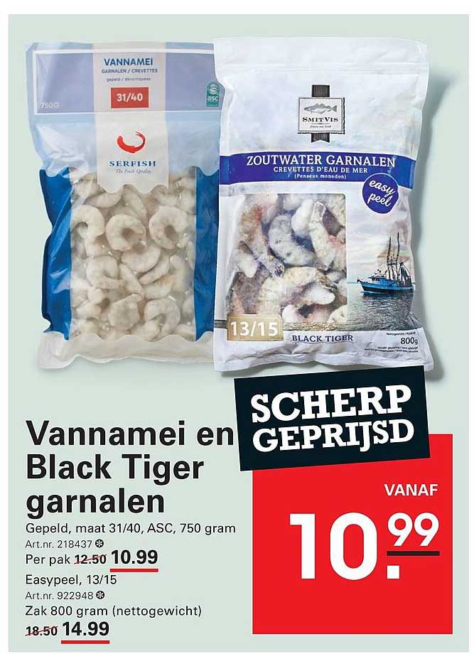 Vannamei en Black Tiger garnalen