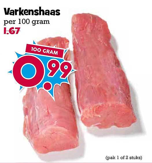 Varkenshaas per 100 gram
