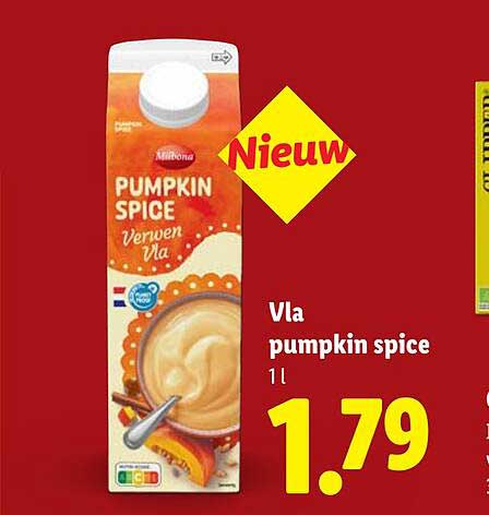 Vla pumpkin spice 1l Nieuw