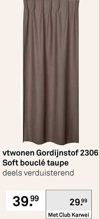 vtwonen Gordijnstof 2306 Soft bouclé taupe deels verduisterend