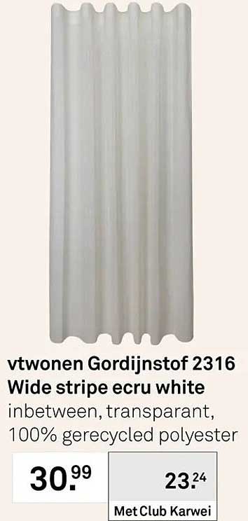 vtwonen Gordijnstof 2316 Wide stripe ecru white