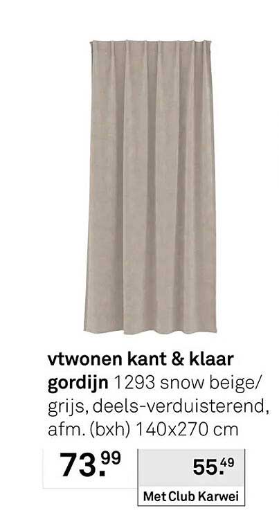 vtwonen kant & klaar gordijn 1293 snow beige/grijs, deels-verduisterend, afm. (bxh) 140x270 cm