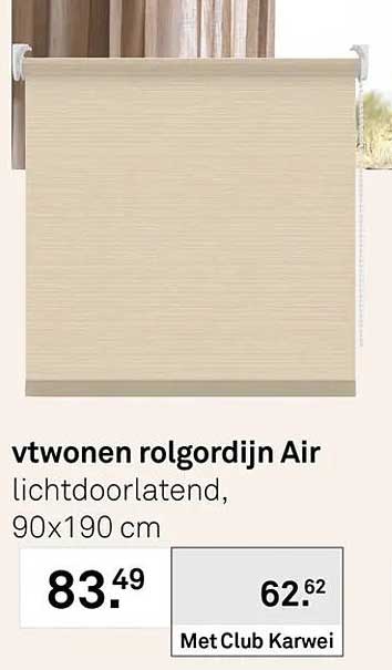 vtwonen rolgordijn Air lichtdoorlatend, 90x190 cm