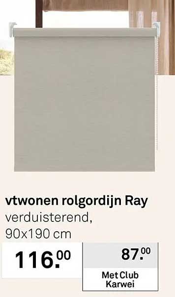 vtwonen rolgordijn Ray verduisterend, 90x190 cm