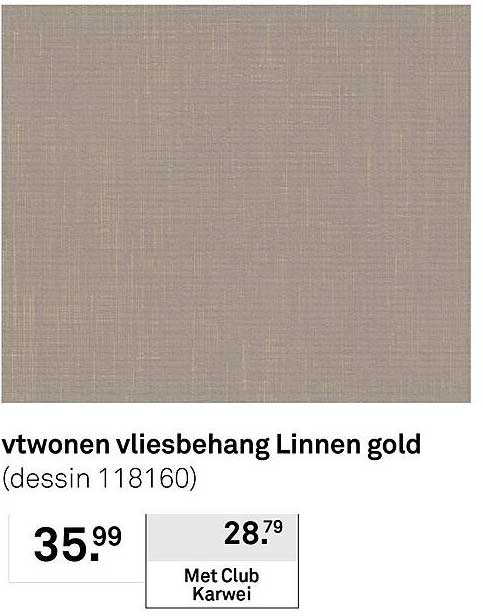 vtwonen vliesbehang Linnen gold (dessin 118160)